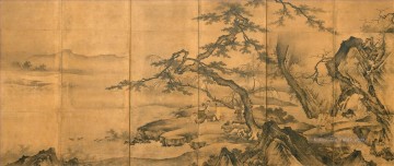 Japanische Werke - Die vier Errungenschaften Kano Motonobu Japanisch
